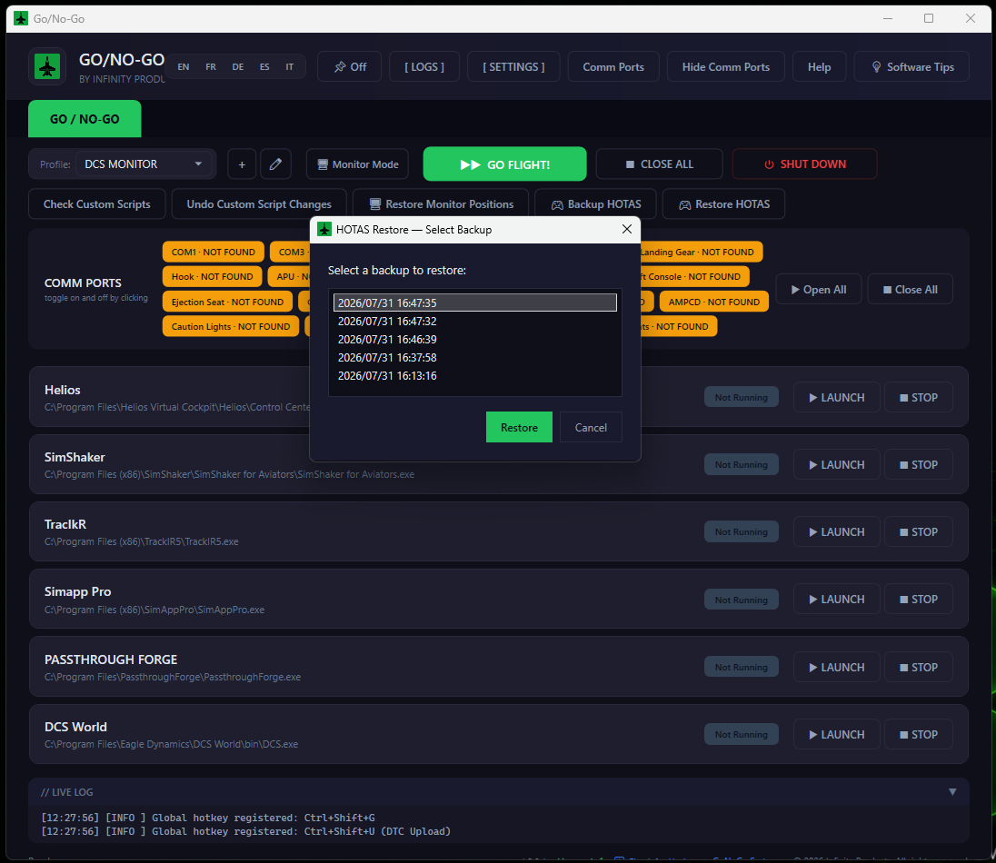 HOTAS Backup and Restore